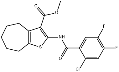 methyl 2-[(2-chloro-4,5-difluorobenzoyl)amino]-5,6,7,8-tetrahydro-4H-cyclohepta[b]thiophene-3-carboxylate Struktur