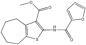 methyl 2-(2-furoylamino)-5,6,7,8-tetrahydro-4H-cyclohepta[b]thiophene-3-carboxylate Struktur