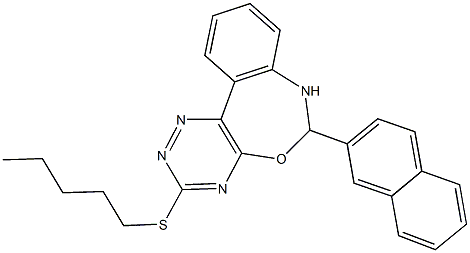 6-(2-naphthyl)-3-(pentylsulfanyl)-6,7-dihydro[1,2,4]triazino[5,6-d][3,1]benzoxazepine Struktur