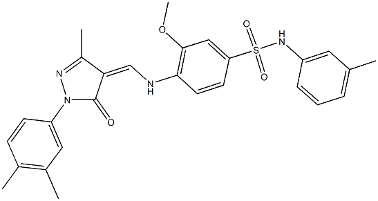 4-({[1-(3,4-dimethylphenyl)-3-methyl-5-oxo-1,5-dihydro-4H-pyrazol-4-ylidene]methyl}amino)-3-methoxy-N-(3-methylphenyl)benzenesulfonamide Struktur