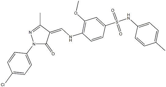 4-({[1-(4-chlorophenyl)-3-methyl-5-oxo-1,5-dihydro-4H-pyrazol-4-ylidene]methyl}amino)-3-methoxy-N-(4-methylphenyl)benzenesulfonamide Struktur