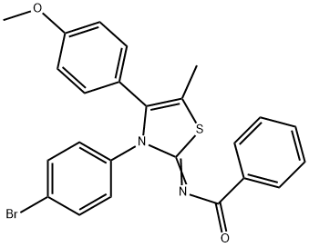 N-(3-(4-bromophenyl)-4-(4-methoxyphenyl)-5-methyl-1,3-thiazol-2(3H)-ylidene)benzamide Struktur