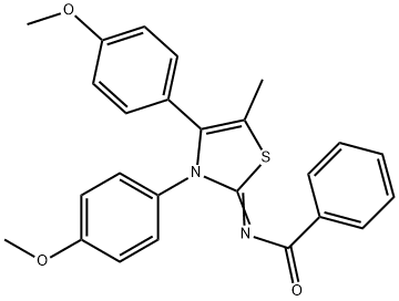 N-(3,4-bis(4-methoxyphenyl)-5-methyl-1,3-thiazol-2(3H)-ylidene)benzamide Struktur