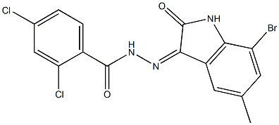 N'-(7-bromo-5-methyl-2-oxo-1,2-dihydro-3H-indol-3-ylidene)-2,4-dichlorobenzohydrazide Struktur