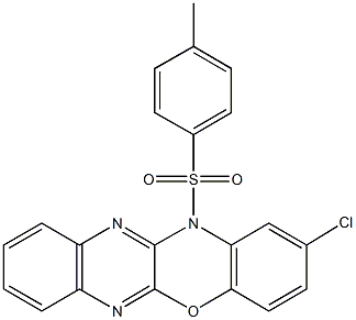 2-chloro-12-[(4-methylphenyl)sulfonyl]-12H-quinoxalino[2,3-b][1,4]benzoxazine Struktur