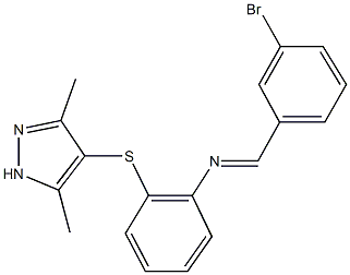 N-(3-bromobenzylidene)-N-{2-[(3,5-dimethyl-1H-pyrazol-4-yl)sulfanyl]phenyl}amine Struktur