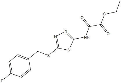 ethyl ({5-[(4-fluorobenzyl)sulfanyl]-1,3,4-thiadiazol-2-yl}amino)(oxo)acetate Struktur