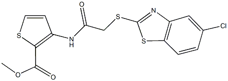 methyl 3-({[(5-chloro-1,3-benzothiazol-2-yl)sulfanyl]acetyl}amino)-2-thiophenecarboxylate Struktur