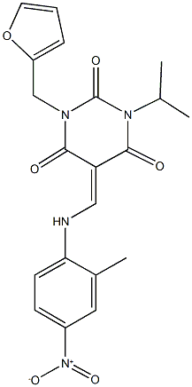 1-(2-furylmethyl)-5-({4-nitro-2-methylanilino}methylene)-3-isopropyl-2,4,6(1H,3H,5H)-pyrimidinetrione Struktur