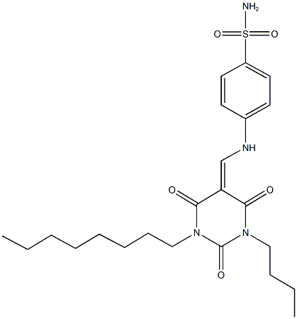 4-{[(1-butyl-3-octyl-2,4,6-trioxotetrahydro-5(2H)-pyrimidinylidene)methyl]amino}benzenesulfonamide Struktur