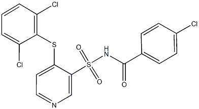 N-(4-chlorobenzoyl)-4-[(2,6-dichlorophenyl)sulfanyl]-3-pyridinesulfonamide Struktur