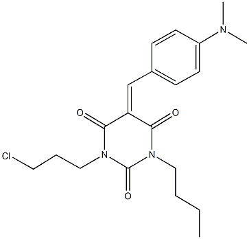 1-butyl-3-(3-chloropropyl)-5-[4-(dimethylamino)benzylidene]-2,4,6(1H,3H,5H)-pyrimidinetrione Struktur