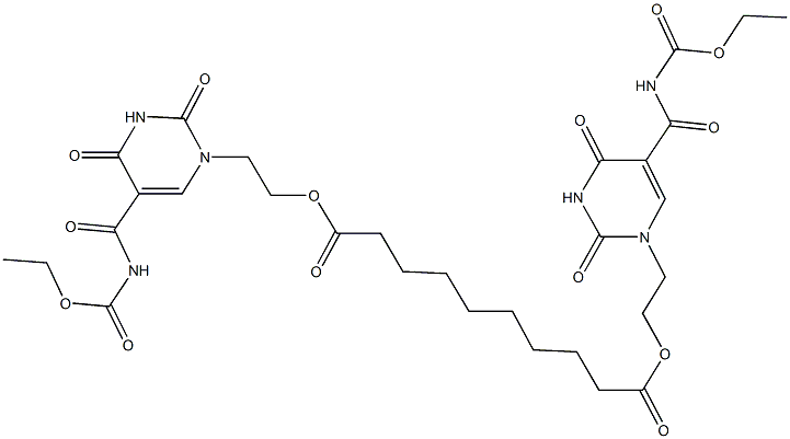 bis[2-(5-{[(ethoxycarbonyl)amino]carbonyl}-2,4-dioxo-3,4-dihydro-1(2H)-pyrimidinyl)ethyl] sebacate Struktur