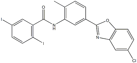 N-[5-(5-chloro-1,3-benzoxazol-2-yl)-2-methylphenyl]-2,5-diiodobenzamide Struktur