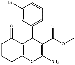 methyl 2-amino-4-(3-bromophenyl)-5-oxo-5,6,7,8-tetrahydro-4H-chromene-3-carboxylate Struktur