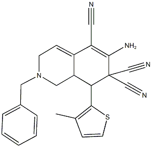 6-amino-2-benzyl-8-(3-methyl-2-thienyl)-2,3,8,8a-tetrahydro-5,7,7(1H)-isoquinolinetricarbonitrile Struktur