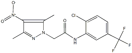 N-[2-chloro-5-(trifluoromethyl)phenyl]-2-{4-nitro-3,5-dimethyl-1H-pyrazol-1-yl}acetamide Struktur