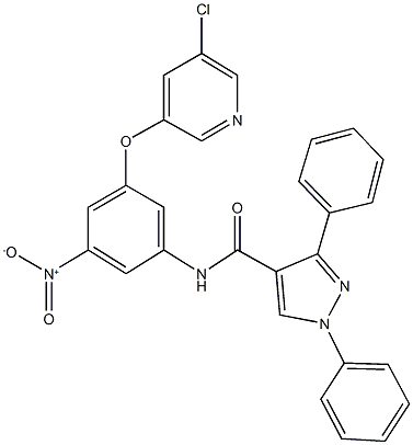 N-{3-[(5-chloro-3-pyridinyl)oxy]-5-nitrophenyl}-1,3-diphenyl-1H-pyrazole-4-carboxamide Struktur