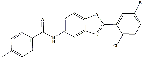 N-[2-(5-bromo-2-chlorophenyl)-1,3-benzoxazol-5-yl]-3,4-dimethylbenzamide Struktur