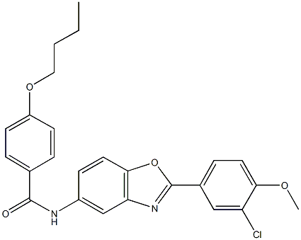 4-butoxy-N-[2-(3-chloro-4-methoxyphenyl)-1,3-benzoxazol-5-yl]benzamide Struktur