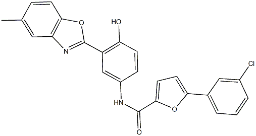 5-(3-chlorophenyl)-N-[4-hydroxy-3-(5-methyl-1,3-benzoxazol-2-yl)phenyl]-2-furamide Struktur