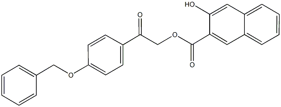 2-[4-(benzyloxy)phenyl]-2-oxoethyl 3-hydroxy-2-naphthoate Struktur