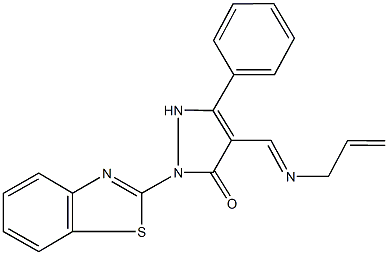 4-[(allylimino)methyl]-2-(1,3-benzothiazol-2-yl)-5-phenyl-1,2-dihydro-3H-pyrazol-3-one Struktur