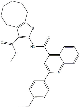 methyl 2-({[2-(4-ethylphenyl)-4-quinolinyl]carbonyl}amino)-4,5,6,7,8,9-hexahydrocycloocta[b]thiophene-3-carboxylate Struktur