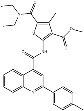 methyl 5-[(diethylamino)carbonyl]-4-methyl-2-({[2-(4-methylphenyl)-4-quinolinyl]carbonyl}amino)-3-thiophenecarboxylate Struktur