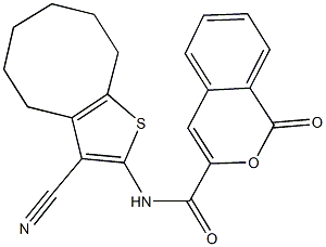 N-(3-cyano-4,5,6,7,8,9-hexahydrocycloocta[b]thien-2-yl)-1-oxo-1H-isochromene-3-carboxamide Struktur