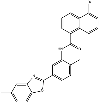 5-bromo-N-[2-methyl-5-(5-methyl-1,3-benzoxazol-2-yl)phenyl]-1-naphthamide Struktur