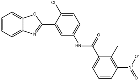 N-[3-(1,3-benzoxazol-2-yl)-4-chlorophenyl]-3-nitro-2-methylbenzamide Struktur