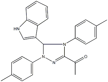 1-[5-(1H-indol-3-yl)-1,4-bis(4-methylphenyl)-4,5-dihydro-1H-1,2,4-triazol-3-yl]ethanone Struktur