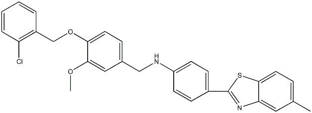 N-{4-[(2-chlorobenzyl)oxy]-3-methoxybenzyl}-4-(5-methyl-1,3-benzothiazol-2-yl)aniline Struktur