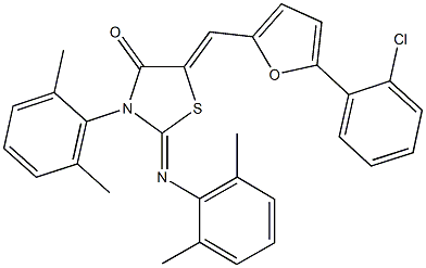 5-{[5-(2-chlorophenyl)-2-furyl]methylene}-3-(2,6-dimethylphenyl)-2-[(2,6-dimethylphenyl)imino]-1,3-thiazolidin-4-one Struktur