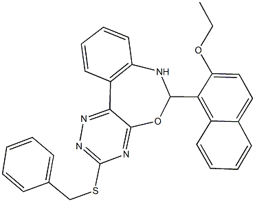 3-(benzylsulfanyl)-6-(2-ethoxy-1-naphthyl)-6,7-dihydro[1,2,4]triazino[5,6-d][3,1]benzoxazepine Struktur