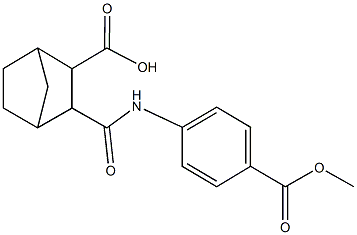 3-{[4-(methoxycarbonyl)anilino]carbonyl}bicyclo[2.2.1]heptane-2-carboxylic acid Struktur