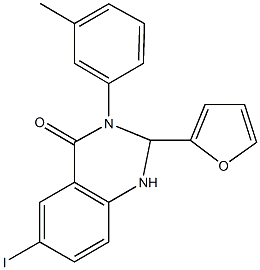 2-(2-furyl)-6-iodo-3-(3-methylphenyl)-2,3-dihydro-4(1H)-quinazolinone Struktur