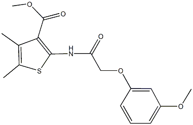 methyl 2-{[(3-methoxyphenoxy)acetyl]amino}-4,5-dimethyl-3-thiophenecarboxylate Struktur