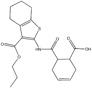 6-({[3-(propoxycarbonyl)-4,5,6,7-tetrahydro-1-benzothien-2-yl]amino}carbonyl)-3-cyclohexene-1-carboxylic acid Struktur