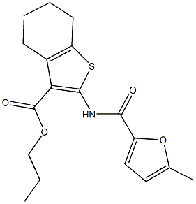 propyl 2-[(5-methyl-2-furoyl)amino]-4,5,6,7-tetrahydro-1-benzothiophene-3-carboxylate Struktur