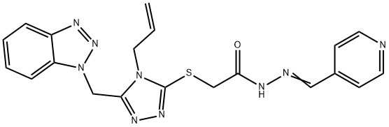 2-{[4-allyl-5-(1H-1,2,3-benzotriazol-1-ylmethyl)-4H-1,2,4-triazol-3-yl]sulfanyl}-N'-(4-pyridinylmethylene)acetohydrazide Struktur