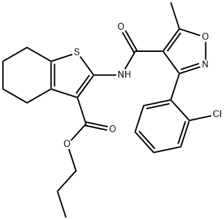 propyl 2-({[3-(2-chlorophenyl)-5-methyl-4-isoxazolyl]carbonyl}amino)-4,5,6,7-tetrahydro-1-benzothiophene-3-carboxylate Struktur