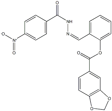 2-(2-{4-nitrobenzoyl}carbohydrazonoyl)phenyl 1,3-benzodioxole-5-carboxylate Struktur