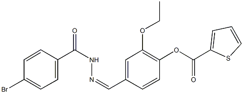 4-[2-(4-bromobenzoyl)carbohydrazonoyl]-2-ethoxyphenyl 2-thiophenecarboxylate Struktur