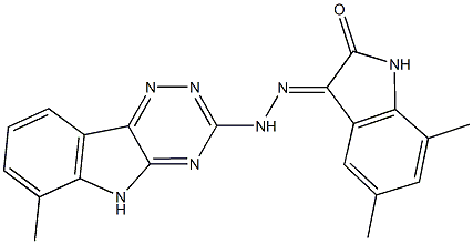 5,7-dimethyl-1H-indole-2,3-dione 3-[(6-methyl-5H-[1,2,4]triazino[5,6-b]indol-3-yl)hydrazone] Struktur