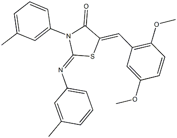 5-(2,5-dimethoxybenzylidene)-3-(3-methylphenyl)-2-[(3-methylphenyl)imino]-1,3-thiazolidin-4-one Struktur