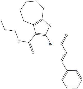 propyl 2-(cinnamoylamino)-5,6,7,8-tetrahydro-4H-cyclohepta[b]thiophene-3-carboxylate Struktur