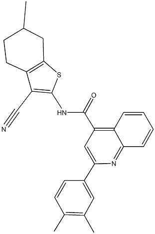 N-(3-cyano-6-methyl-4,5,6,7-tetrahydro-1-benzothien-2-yl)-2-(3,4-dimethylphenyl)-4-quinolinecarboxamide Struktur