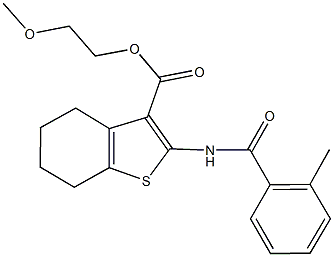 2-methoxyethyl 2-[(2-methylbenzoyl)amino]-4,5,6,7-tetrahydro-1-benzothiophene-3-carboxylate Struktur